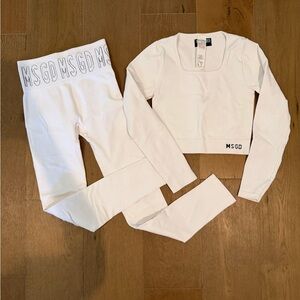 Missguided White Ribbed Crop Top Set